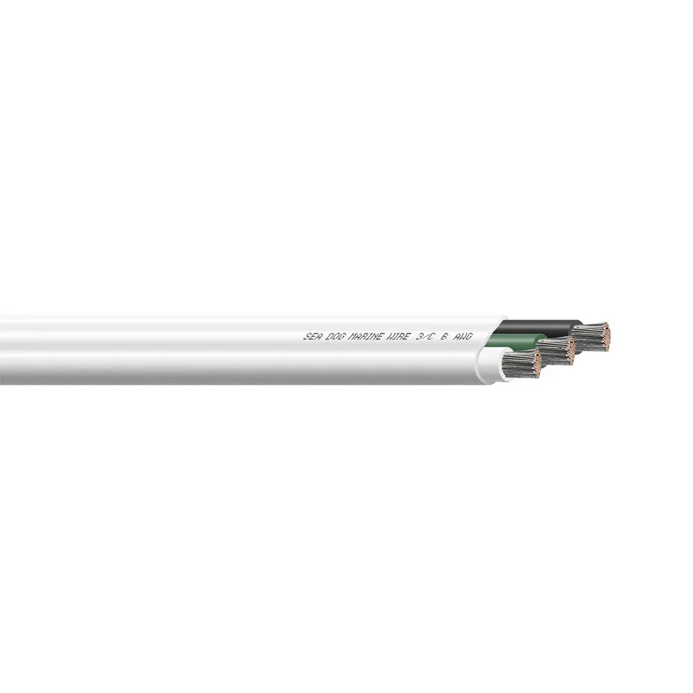 Sea-Dog 6/3 Awg Flat Triplex Wire - White/Green/Black - 100' [8006302] 1