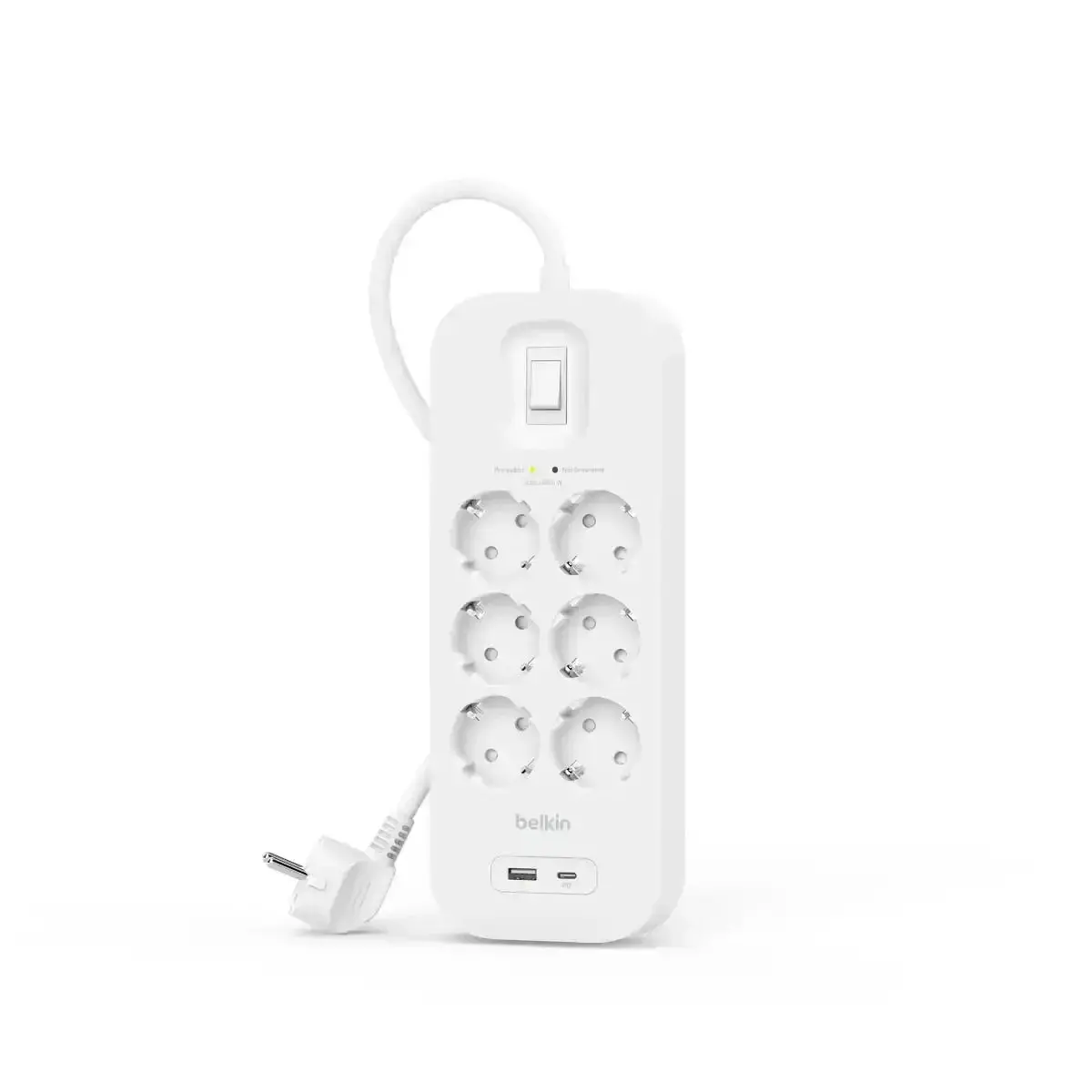 Belkin - Listwa Zasilająca, 6-Portowa + 1Xusb-A 1Xusb-C 650J, Schuko 1