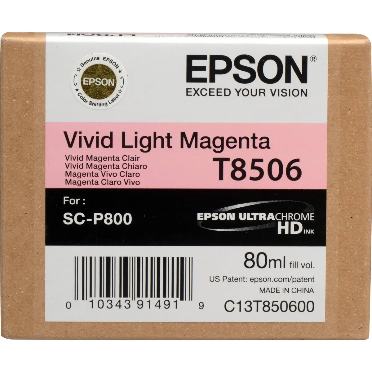 T850600 Epson Ultrachrome Hd Vivid Light Magenta Ink 80Ml/Su 1