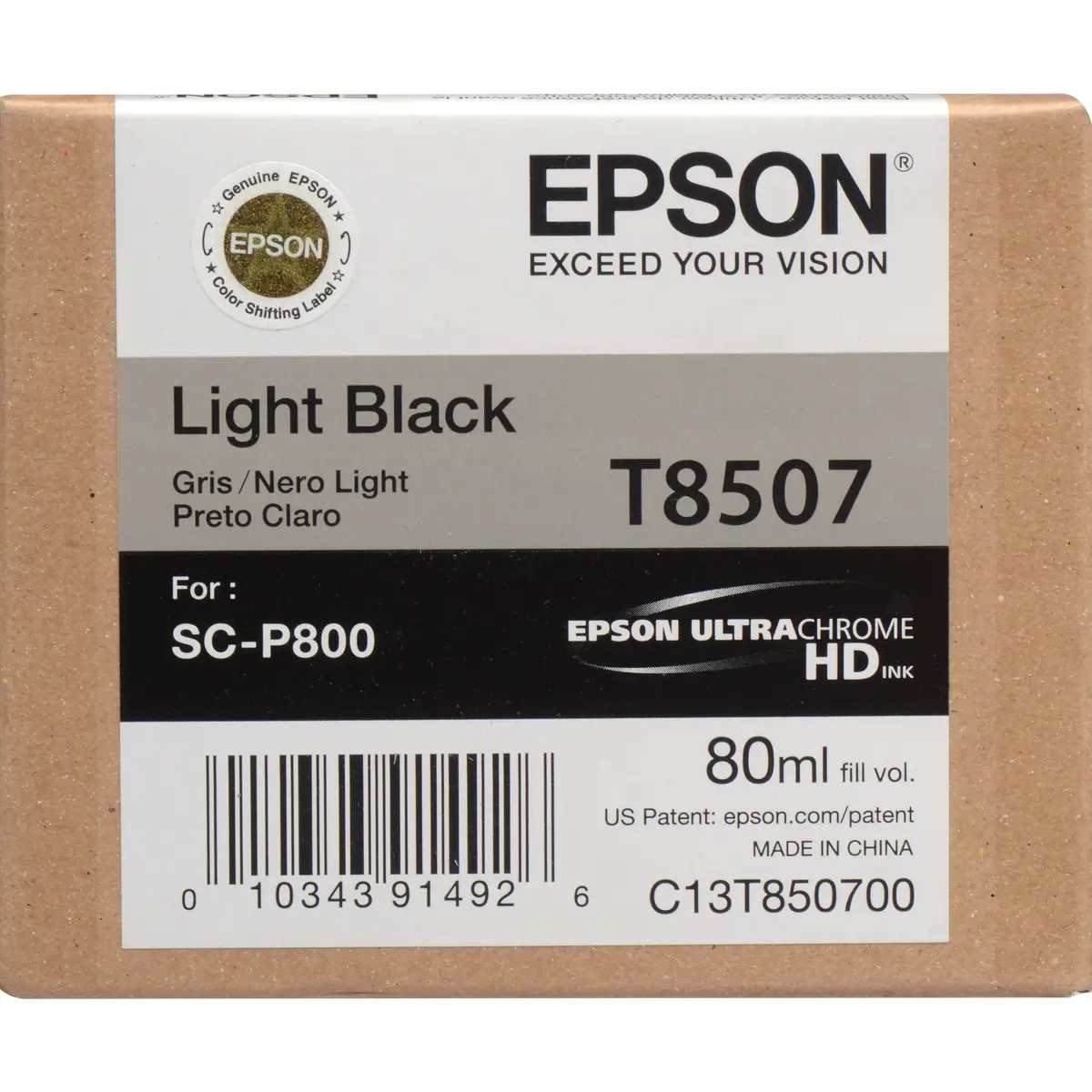 T850700 Epson Ultrachrome Hd Light Black Ink 80Ml/Surecolor 1