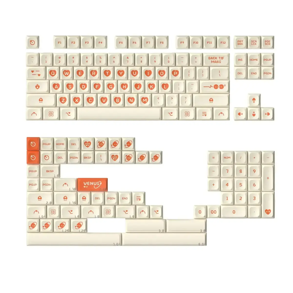 Keytok - Cosmic Hearts: Venus And Mars Kda Dye-Sub Pbt Keycaps 1