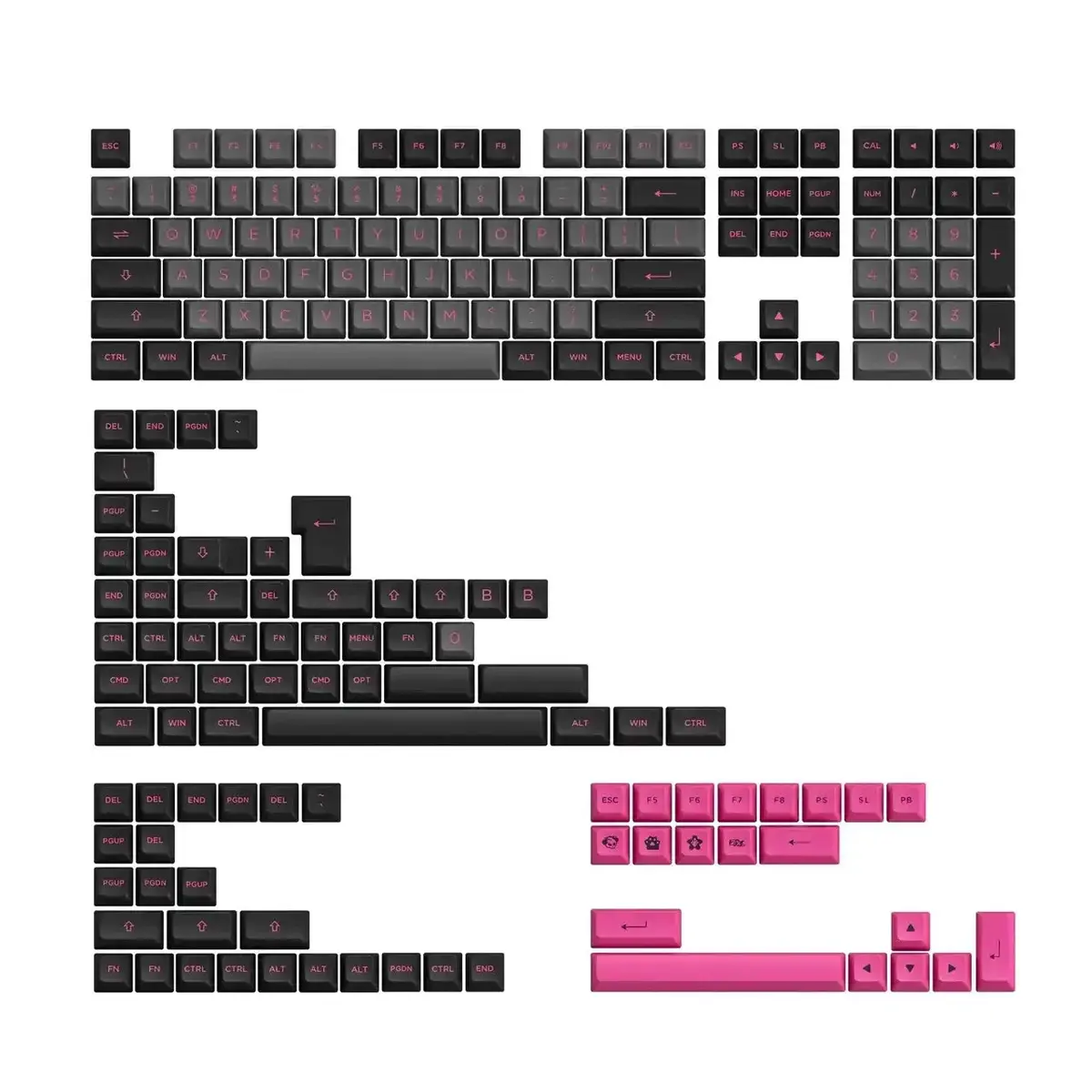 Akko - Black & Rose Keycap Set (197-Key) - Zestaw Keycapów Pbt Asa 1