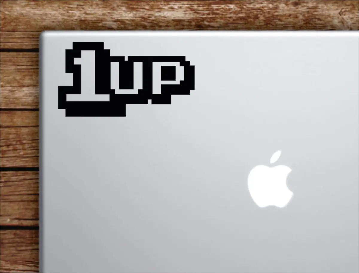 1 Up Laptop Wall Decal Sticker Vinyl Art Quote Macbook Apple Decor Car Window Truck Kids Baby Teen Inspirational Girls Boys Funny Gamer 1