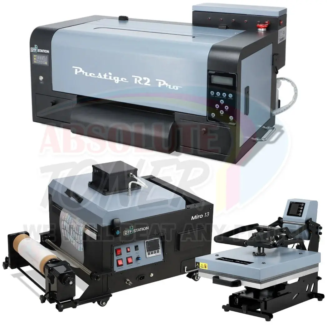 Bundle Saving - New Prestige R2 Pro Dtf Printer 110V A3 (Dual Epson I1600 Print Heads) With Digirip Software, Miro 13 Max Dtf Powder Shaker With Oven Purifier And A3 Prisma Palette Heat Press 1