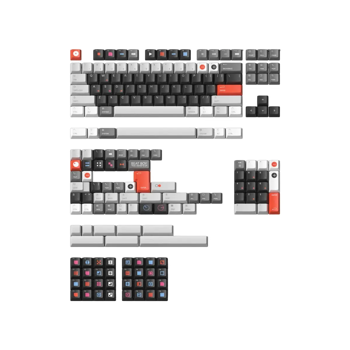 Nuphy - Beat Boy Berry Profile Dye-Sub Pbt Keycaps - Niskoprofilowe Nasadki Do Klawiatury 1