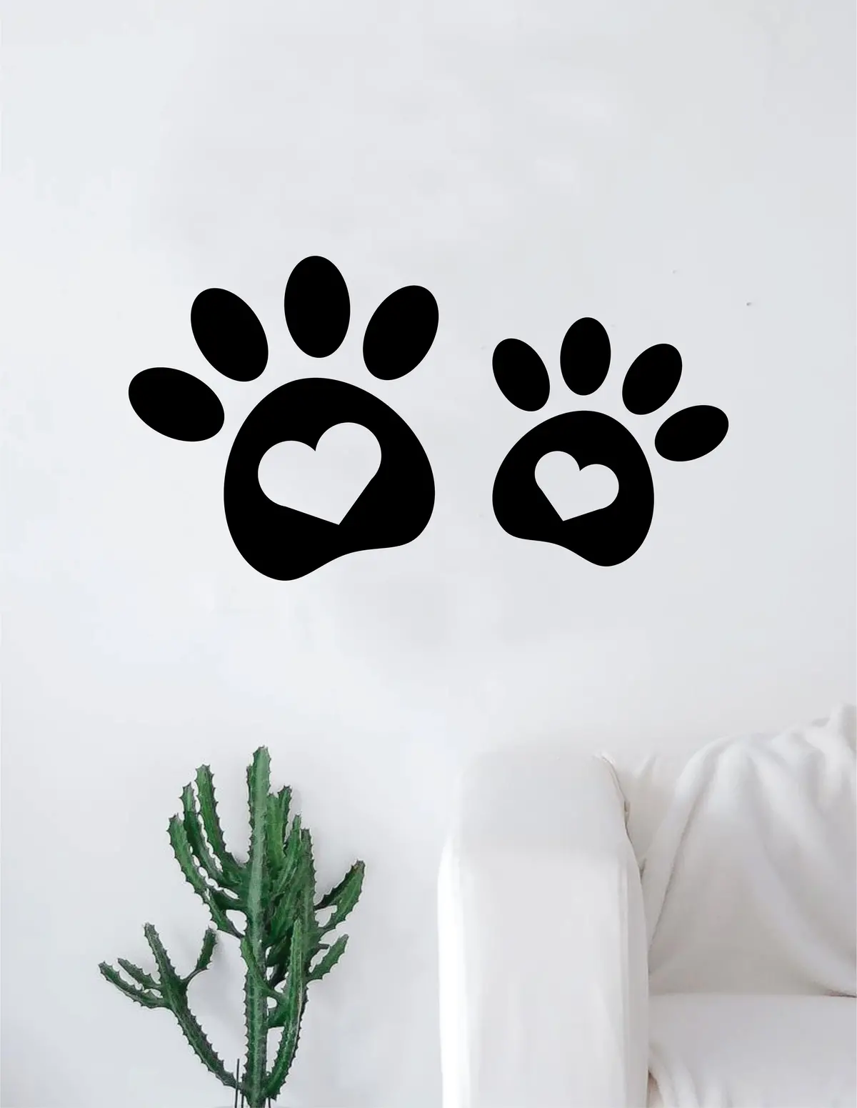 2 Dog Paw Print Hearts Decal Sticker Wall Vinyl Art Home Decor Teen Doggy Puppy Vet Adopt 1