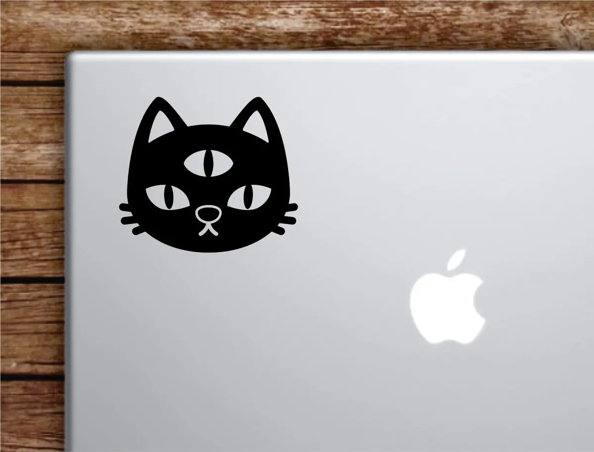 3 Eye Cat Laptop Wall Decal Sticker Vinyl Art Quote Macbook Apple Decor Car Window Truck Kids Baby Teen Inspirational Girls Animals Kitten Cute Trippy 1