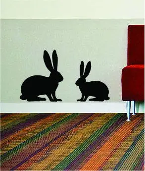 2 Rabbits Animal Design Rabbit Bunny Decal Sticker Wall Vinyl Decor Art 1
