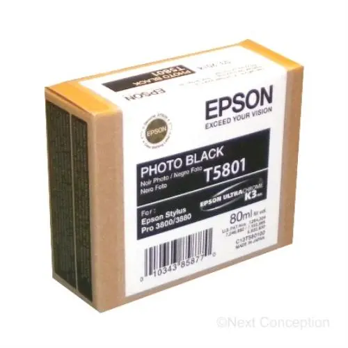 T580100 Epson Ultrachrome Photo Black Ink 80Ml, Stylus Pro 3 1