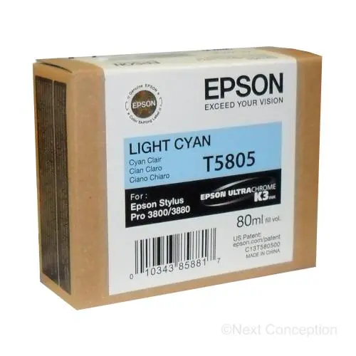 T580500 Epson Ultrachrome Light Cyan Ink 80Ml, Stylus Pro 38 1