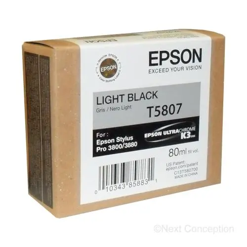 T580700 Epson Ultrachrome Light Black Ink 80Ml, Stylus Pro 3 1