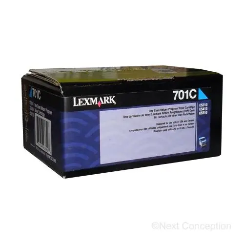 70C10c0 Lexmark 701C Cyan Return Program Toner Cartridge 1