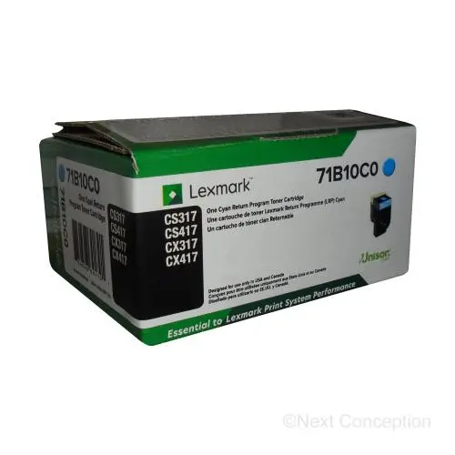 71B10c0 Lexmark Cs/X317/417/517 Cyan Ret Program Toner 2.3K 1