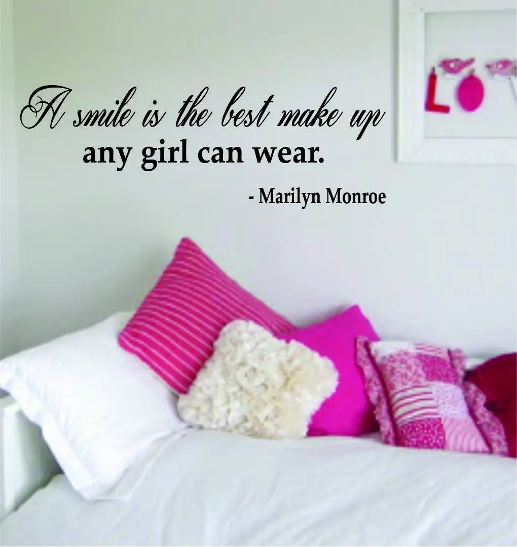 A Smile Is The Best Make Up Marilyn Monroe Quote Decal Sticker Decor Wall Vinyl Art Girl Lady Woman 1