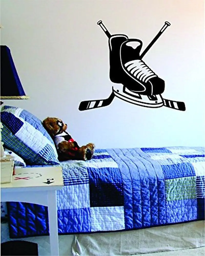Hockey Skate And Sticks Sports Desig Decal Sticker Wall Vinyl Decor Art 1