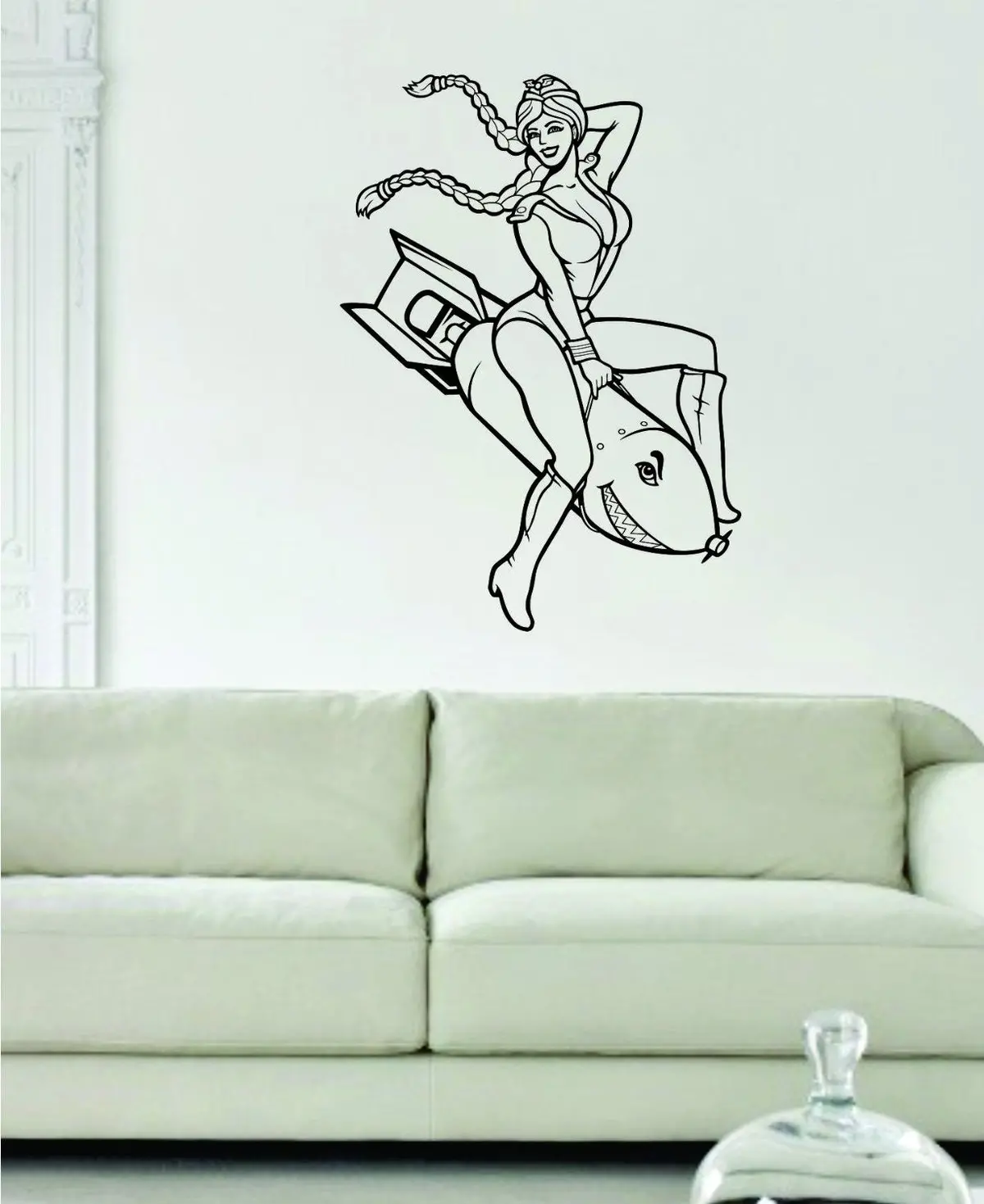 Pin Up Girl Riding Rocket Design Decal Sticker Wall Vinyl Decor Art 1