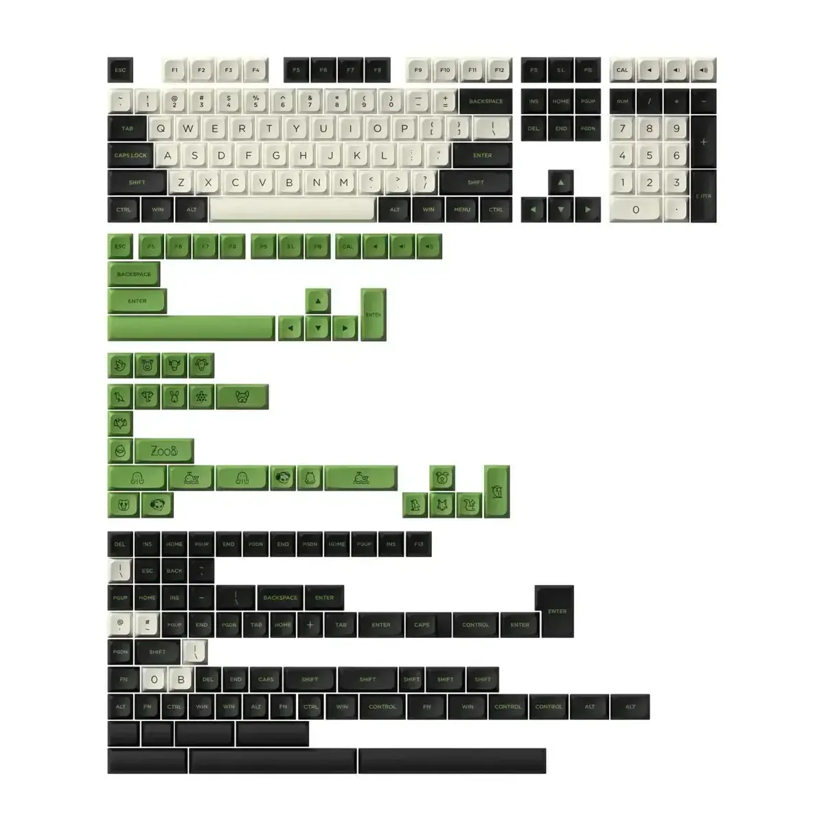 Akko - Panda Keycap Set (227-Key) - Zestaw Keycapów Pbt Double-Shot O Profilu Mda 1