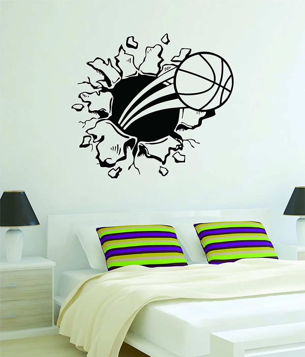 Basketball Burst Wall Decal Quote Vinyl Sticker Decor Bedroom Living Room Teen Kids Nursery Sports Nba Ball Is Life Dunk 1