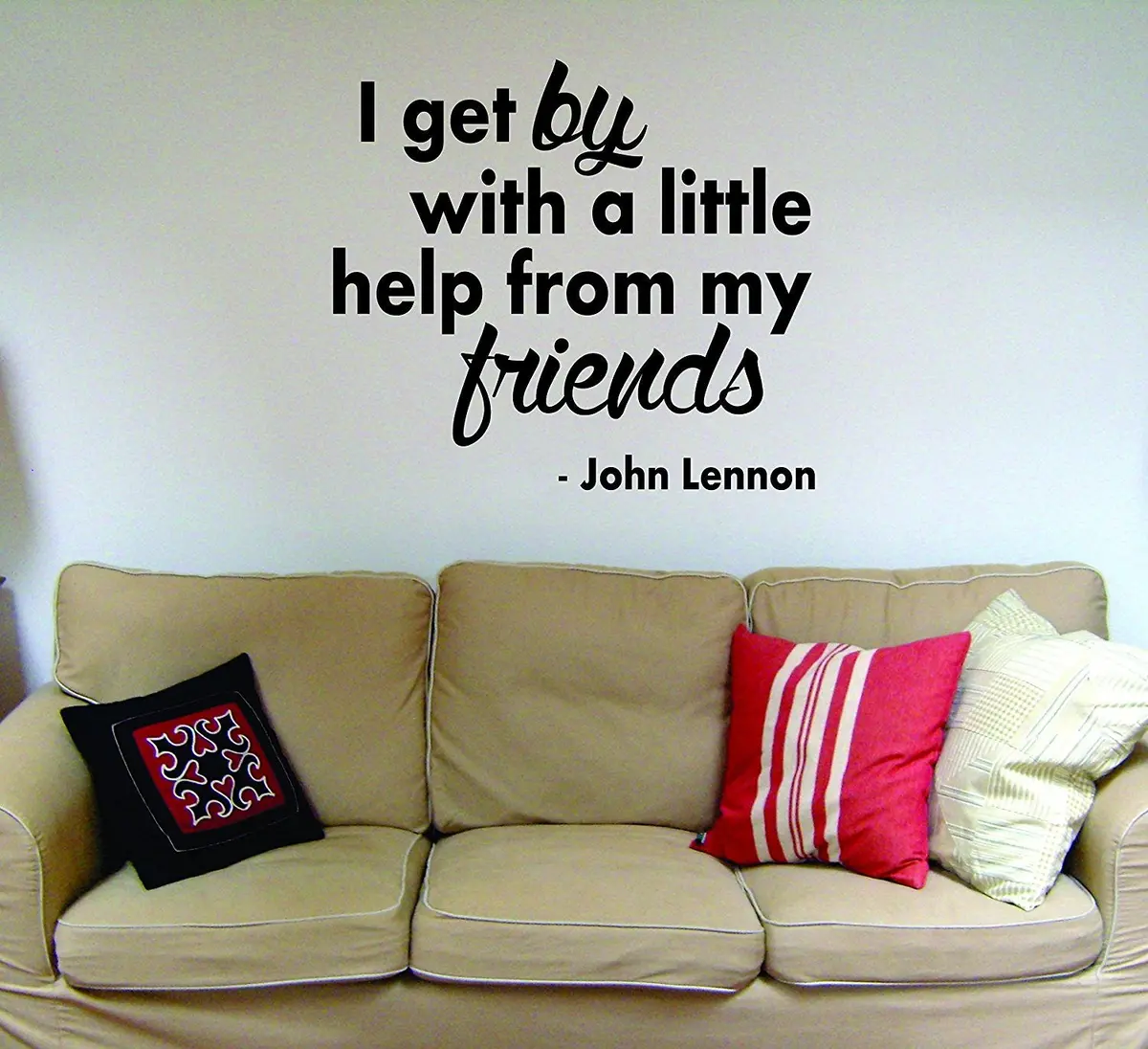 I Get By The Beatles Quote Design Decal Sticker Wall Vinyl Music Teen Home Decor 1