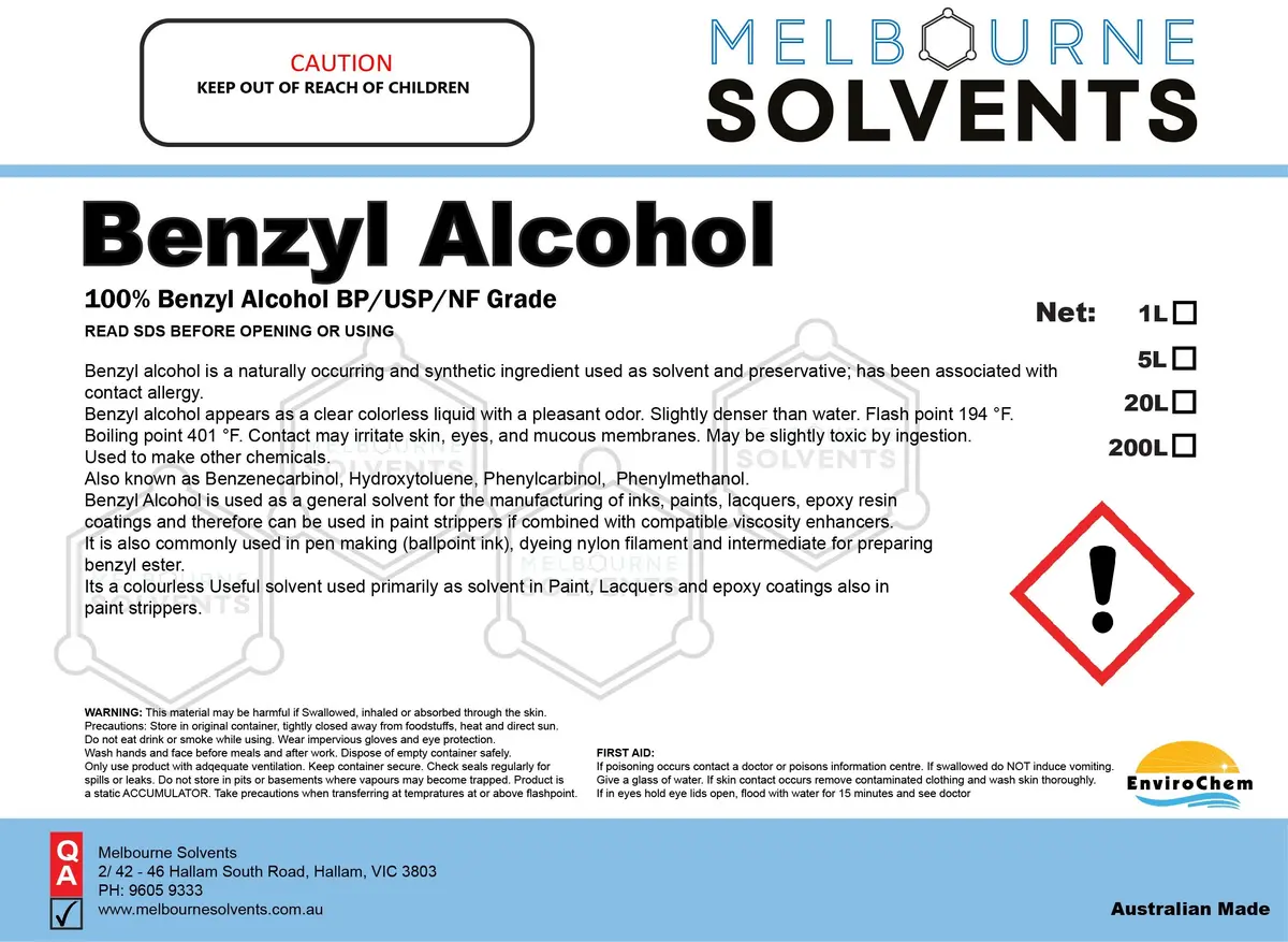Benzyl Alcohol Bp/Usp Grade 1