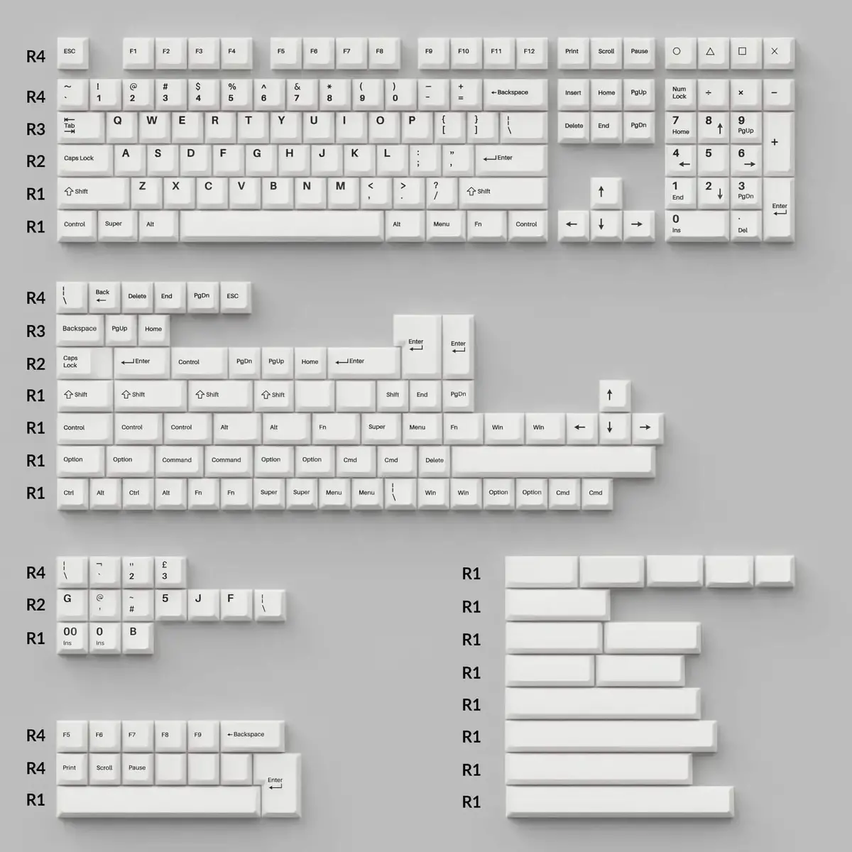 Keychron - Cherry Profile Double - Shot Pbt Full Set Keycaps - Black On White - Bow 1