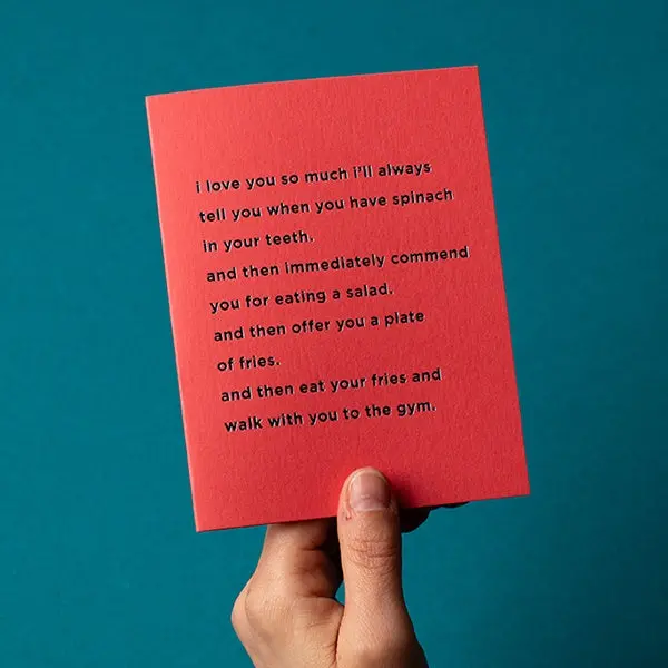 'Spinach In Your Teeth' Greeting Card 1