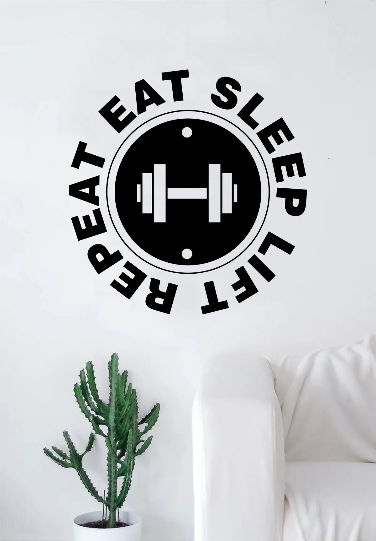 Eat Sleep Lift Repeat Gym Wall Decal Sticker Bedroom Room Art Vinyl Weights Work Out Health Fitness Sports 1