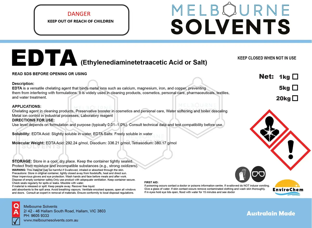 Edta (Ethylenediaminetetraacetic Acid Or Salt), Chelating Agent 1