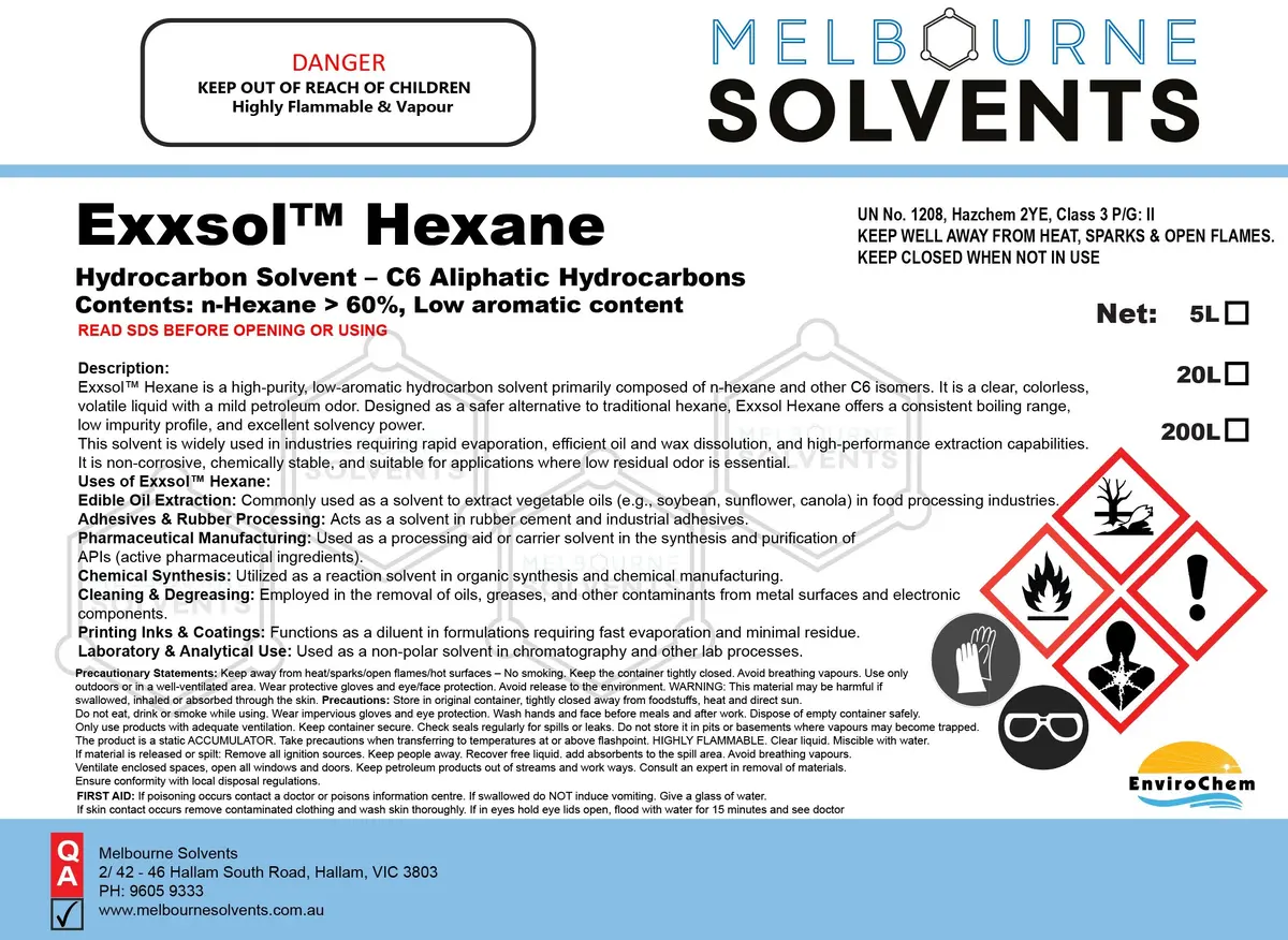 Hexane (N-Hexane), Exxsol™ Hexane 1