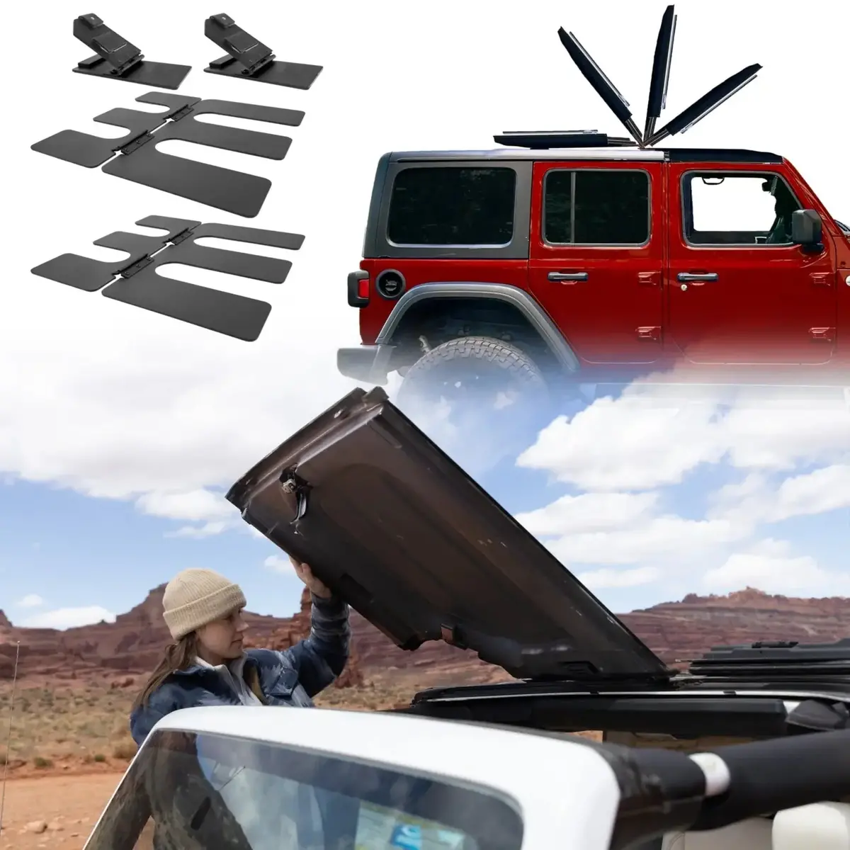 Ez4x4 Ez Fliptop For Jeep Jku Wrangler 2007-2018 4-Door – Freedom Panel Storage Solution – No-Drill, Black, Lifetime Guarantee 1