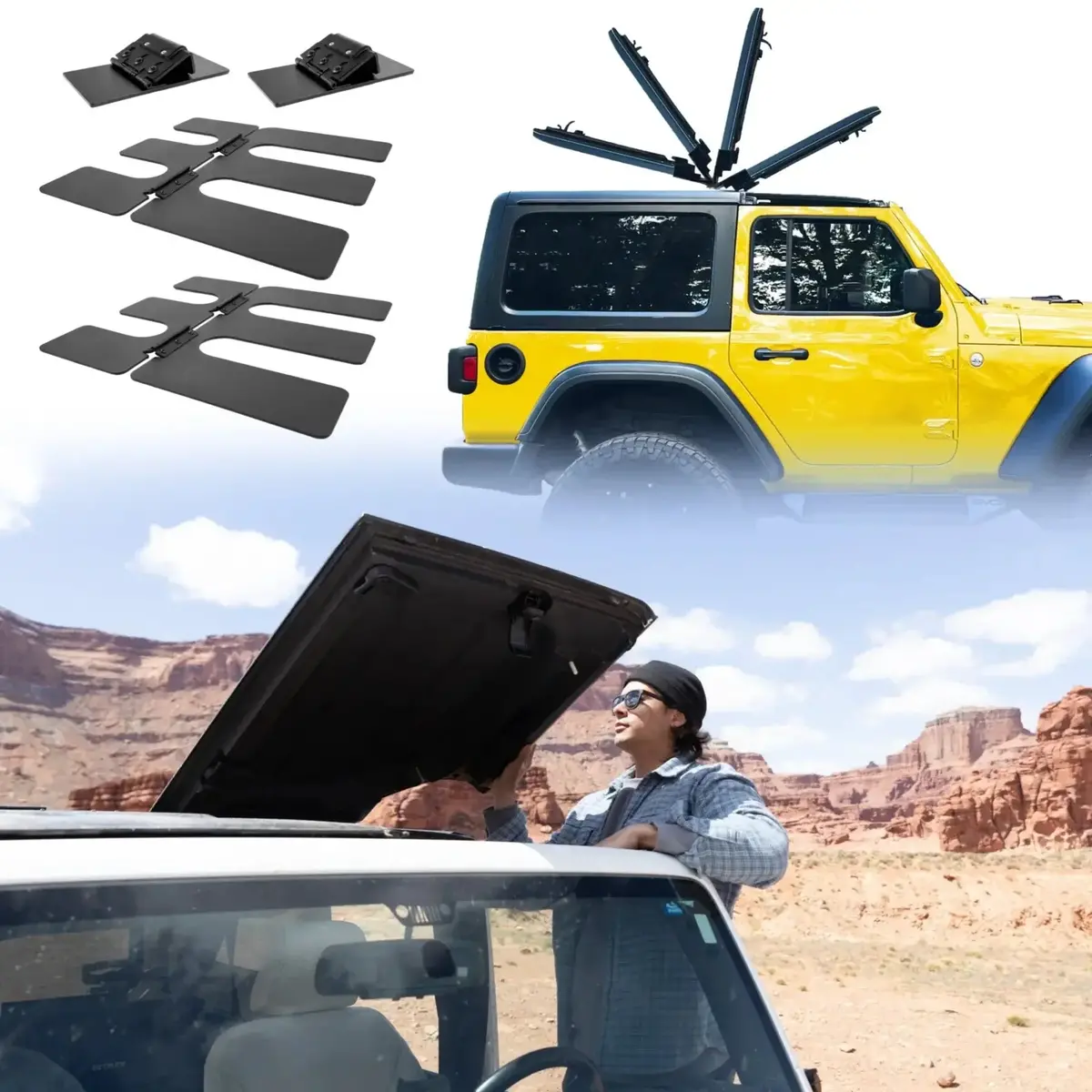 Ez4x4 Ez Fliptop For Jeep Jk Wrangler 2007–2018 2-Door – Freedom Panel Storage Solution – No-Drill, Black, Lifetime Guarantee 1