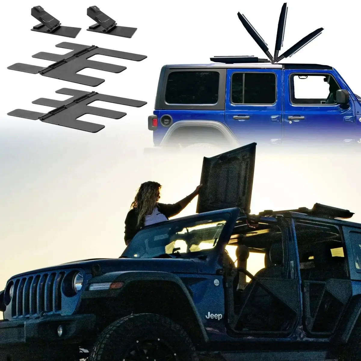 Ez4x4 Ez Fliptop For Jeep Jlu 2018 & Up 4-Door – Freedom Panel Storage Solution – No-Drill, Black, Lifetime Guarantee 1