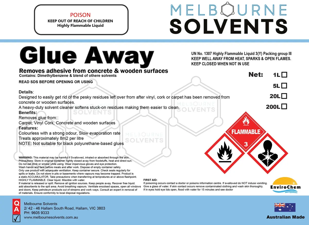 Glue Away "Removes Adhesive From Concrete & Wooden Surfaces" 1