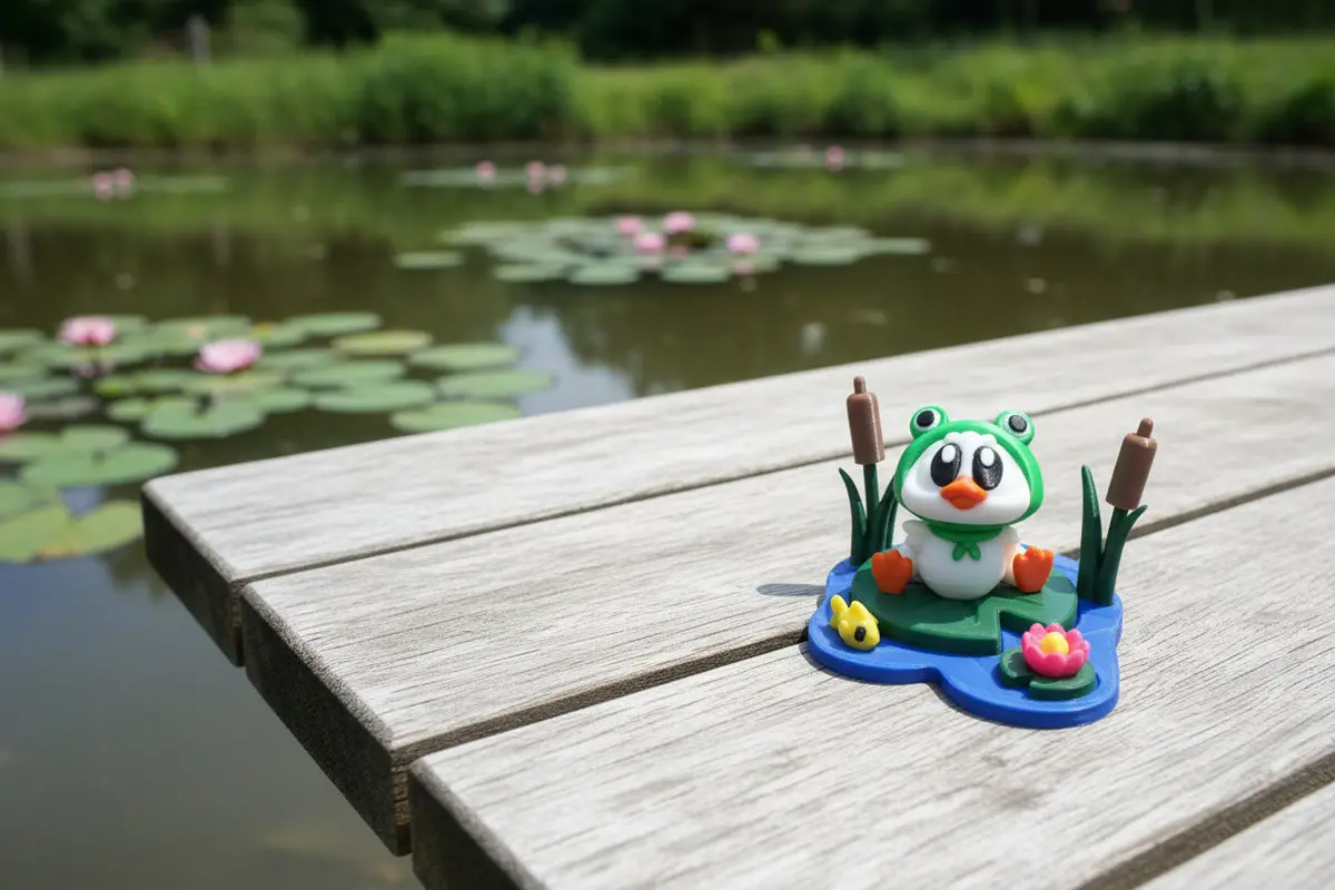 3D Printed Duck With Pond Diorama 1