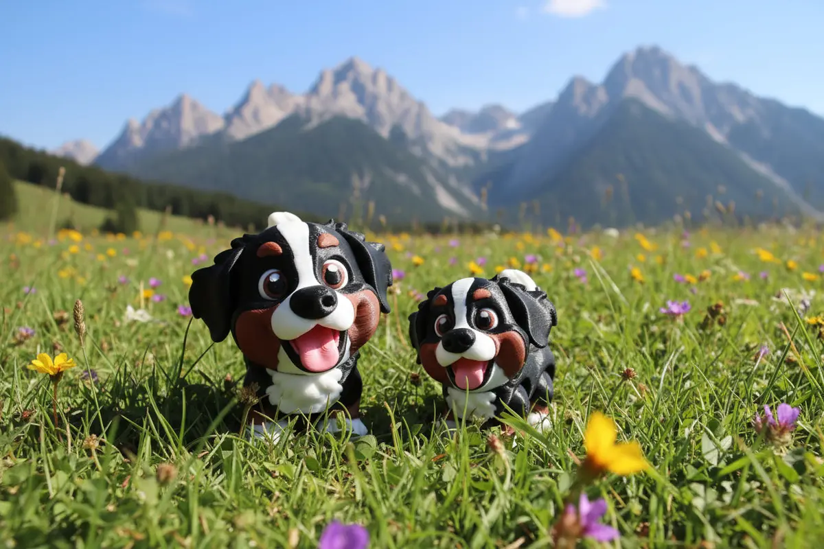 Bernese Mountain Dog 3D Printed Articulated Flexi Fidget Figurine 1