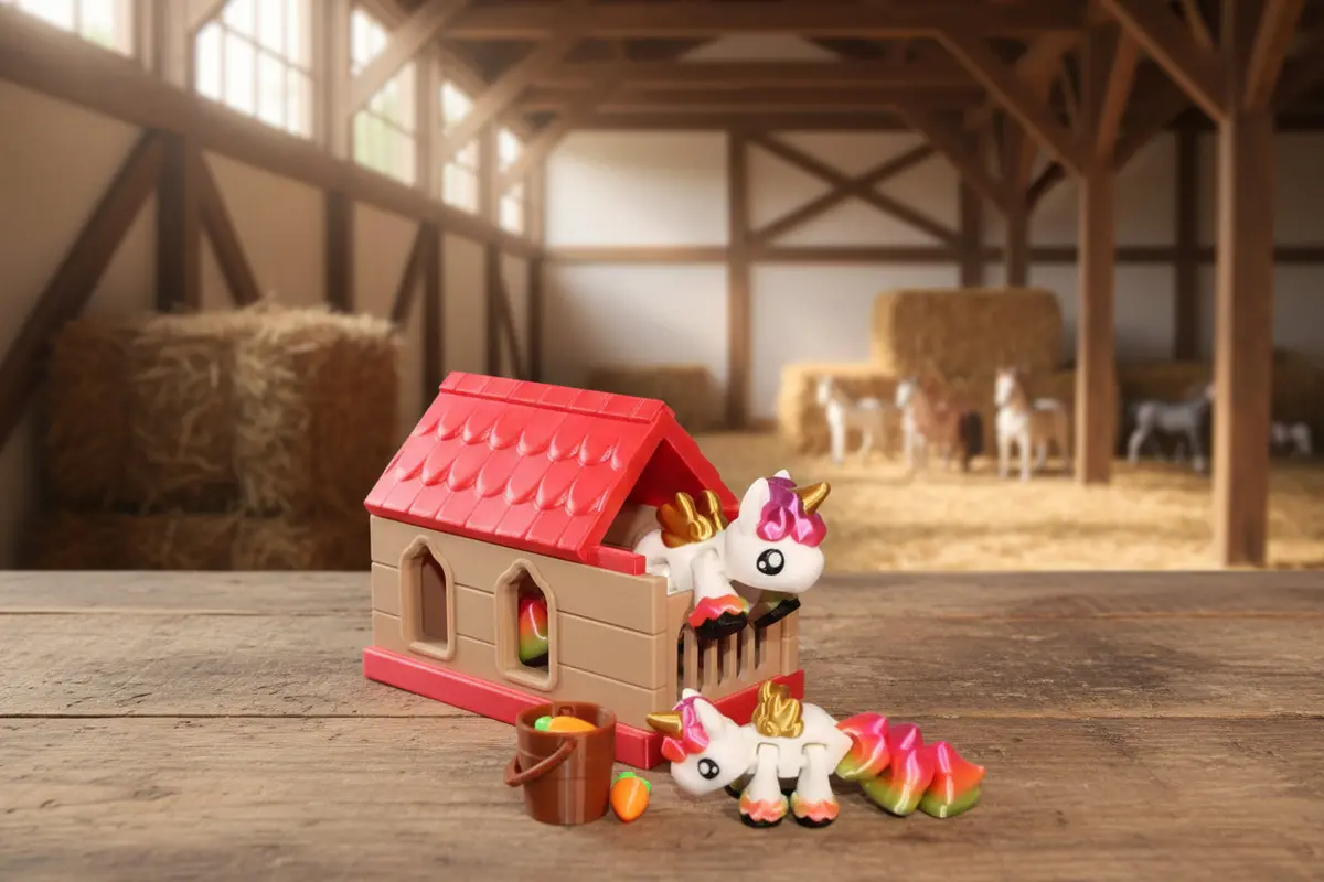 Unicorn Pony With Stable - 3D Printed 1