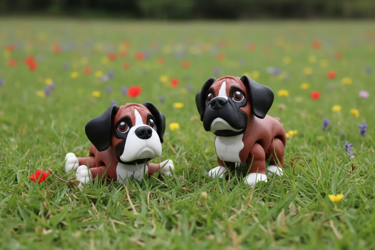 Boxer Dog 3 Inches Tall -3D Printed Articulated Flexi Fidget Figurine 1