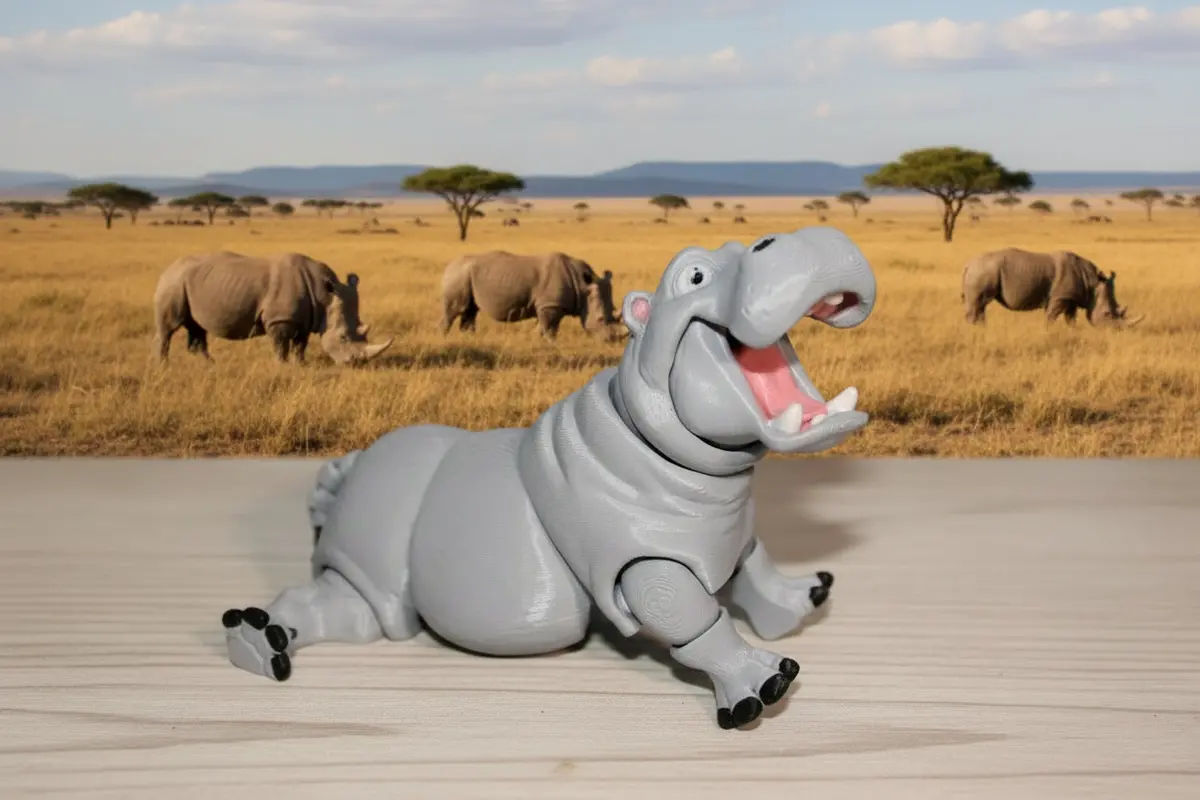 3D Printed Articulated Rhino: Flexi Fidget Toy-6 Inches Long 1