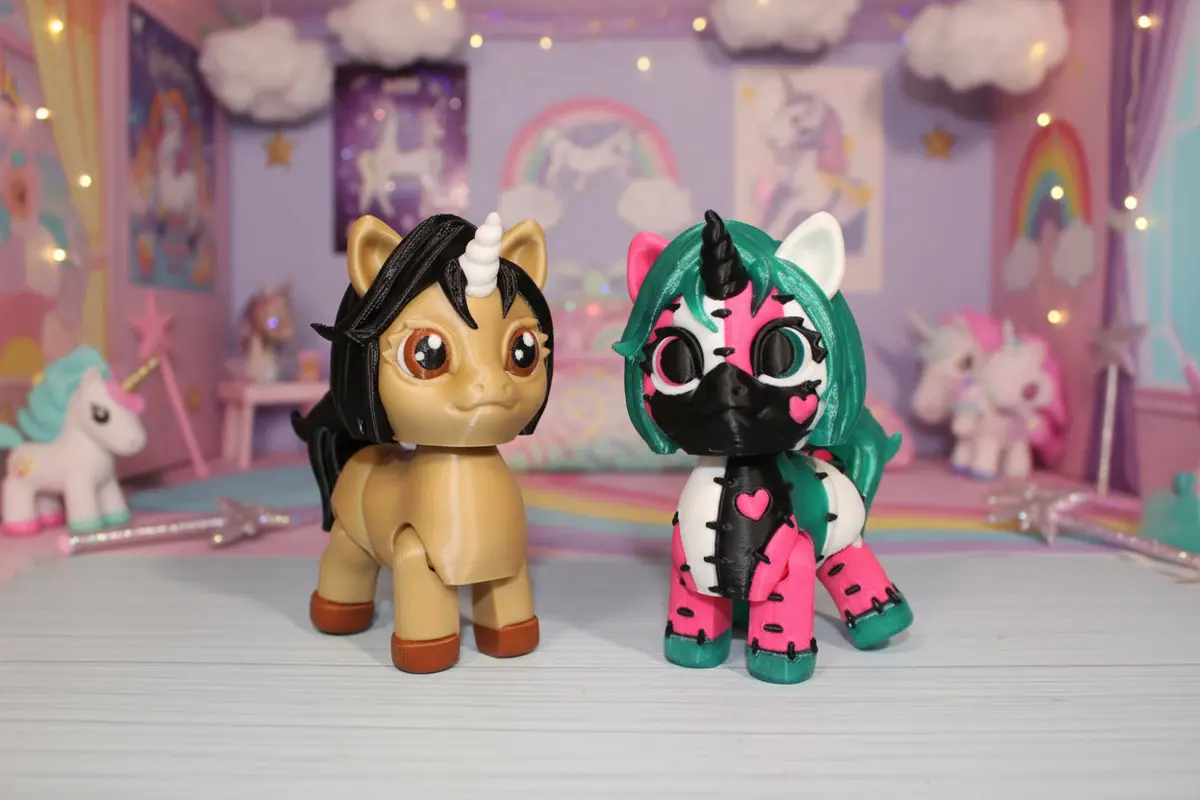Articulated Unicorn Or Stitches Unicorn Fidget Toy: 3D Printed Fantasy Decor-4" Tall 1