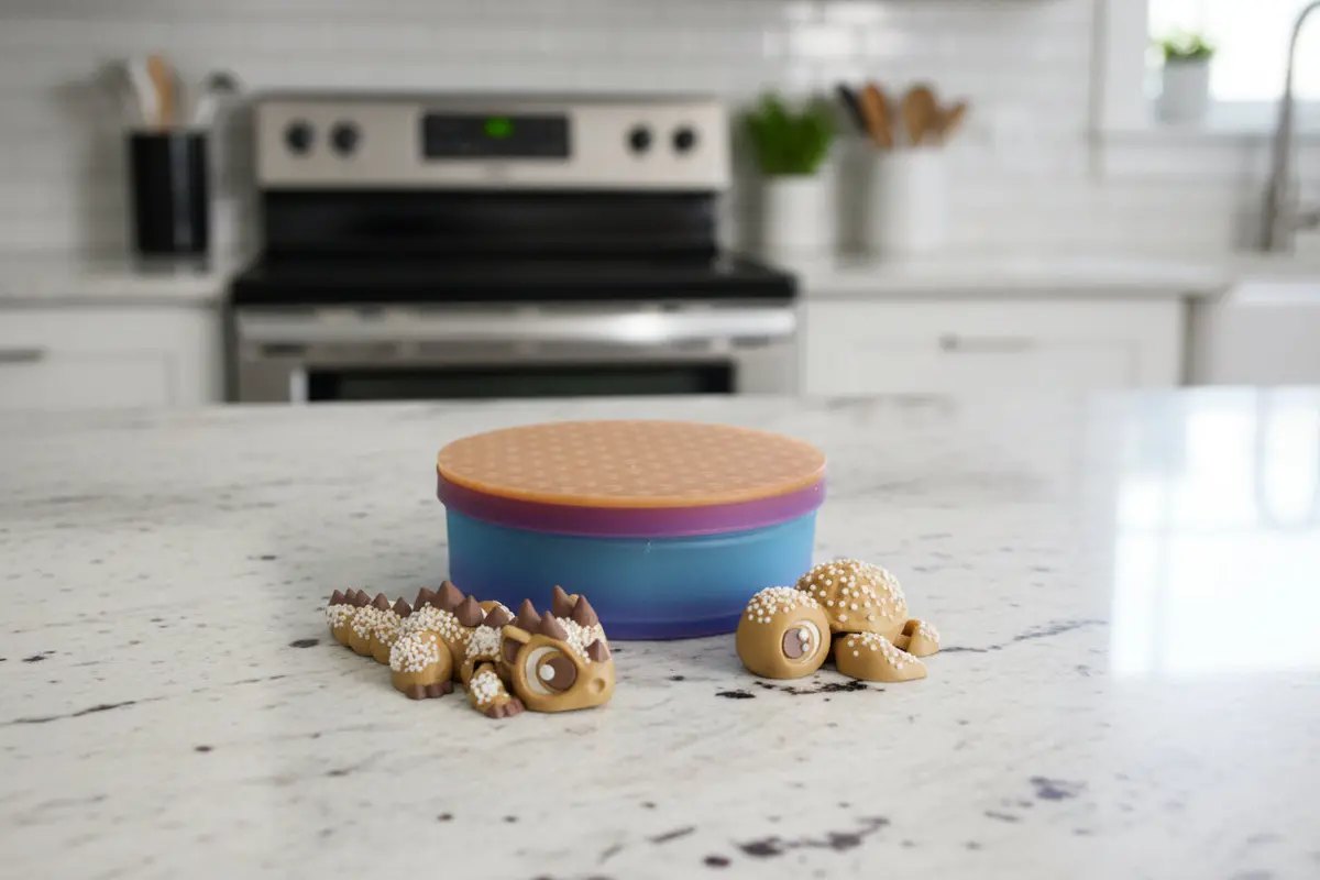 Cookie Dragon And  Turtle Articulated 3D Printed Figurine With Container 1