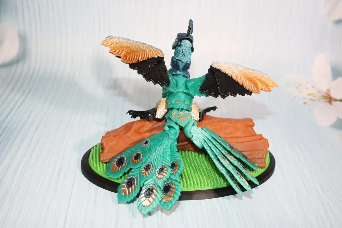 Peacock 6" Long 3D Printed Articulated Flexi Fidget Figurine 2