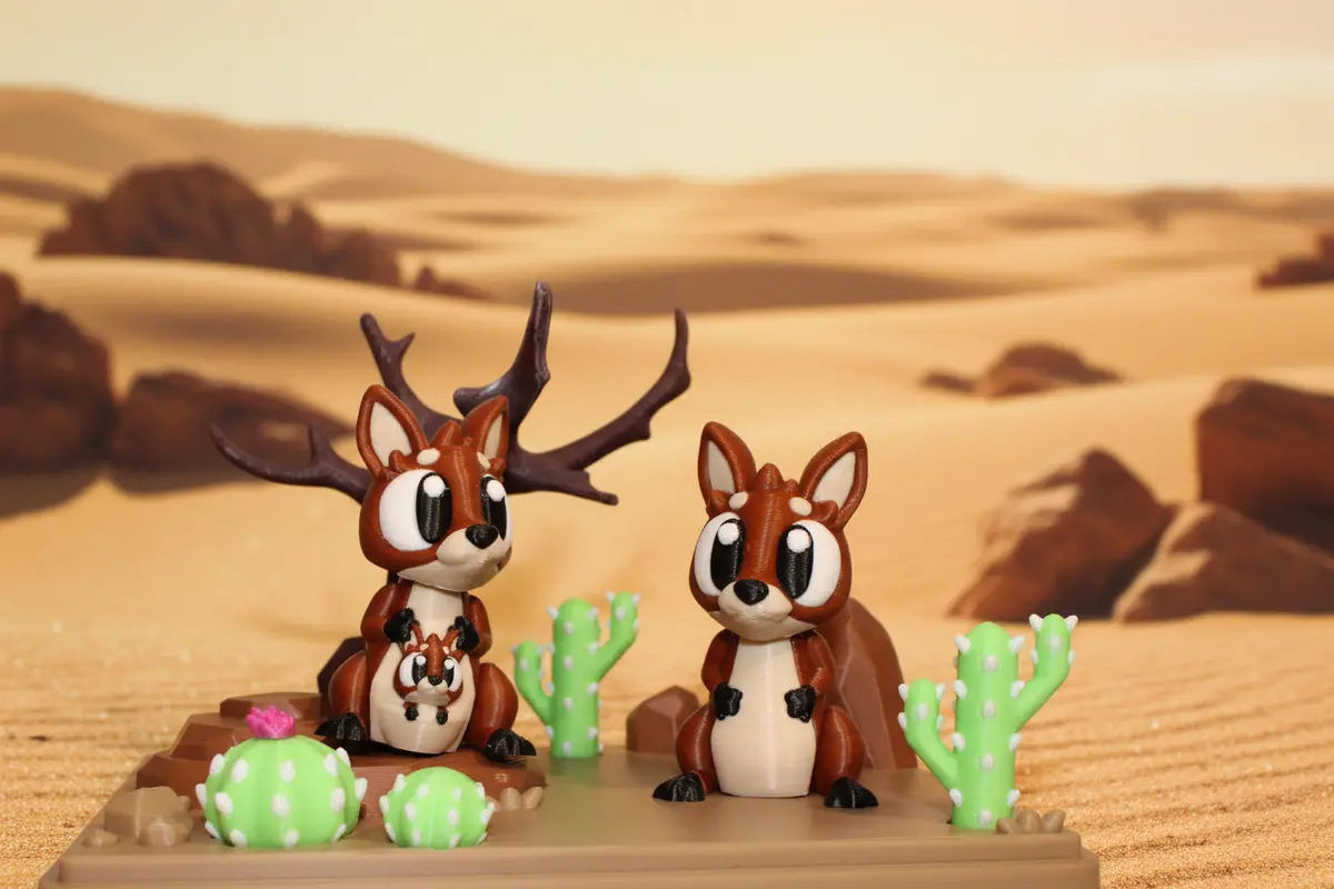 Flexi Kangaroo And Mini Desert Design Showcase-3D Printed Flexi Fidget- Comes With 2 Kangaroos 1
