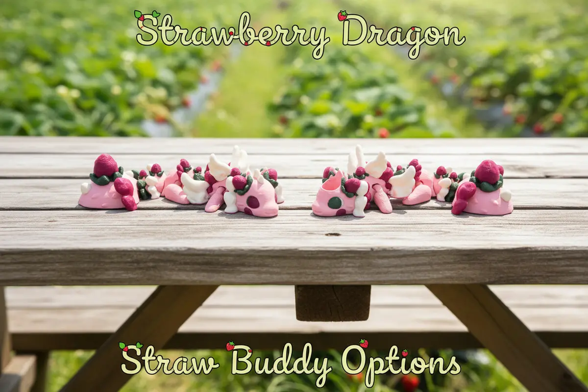 Strawberry Dragon 6" Long With Straw Buddy Options 1