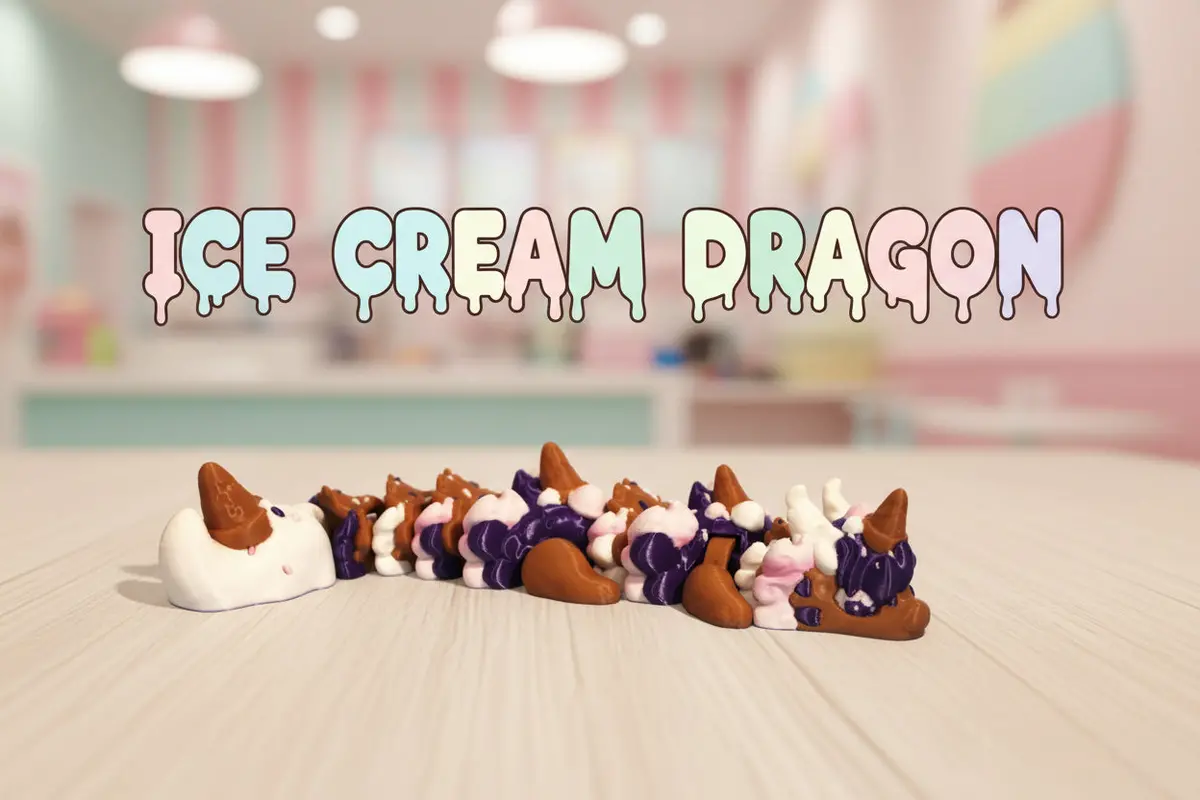 Ice Cream Dragon 9.5" Long-3D Printed 1