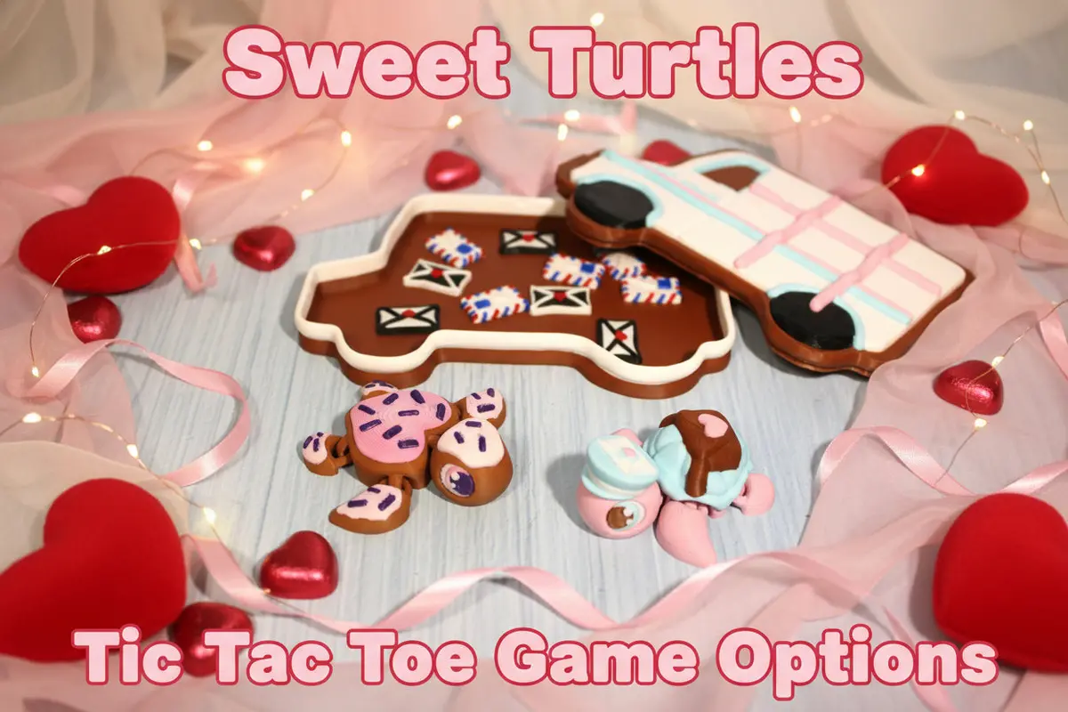 Sweet Turtles 2.5" Long With Tic Tac Toe Game Options-3D Printed 1
