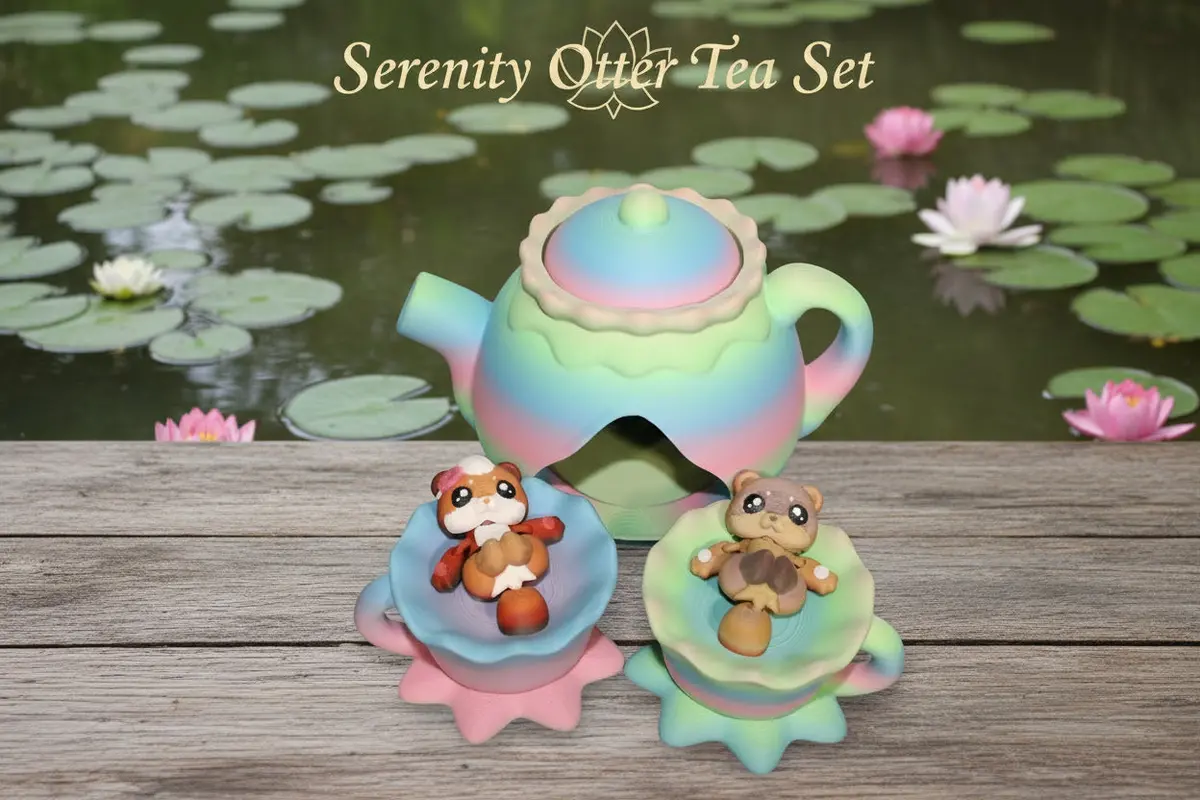 Tea Otter Play Set- Everything Included- Comes With 2 Otters-3D Printed 1