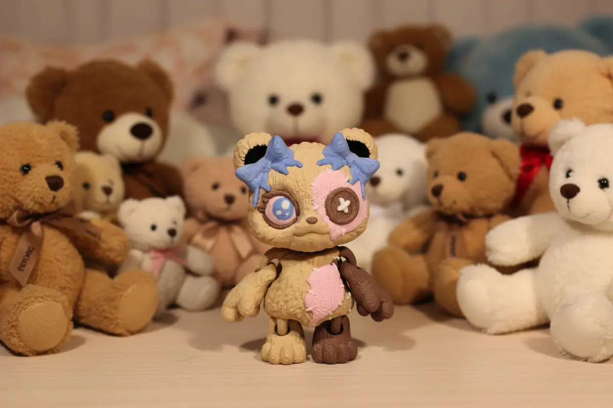 3D Printed Stuffed Teddy Bear 3.5" Tall 1