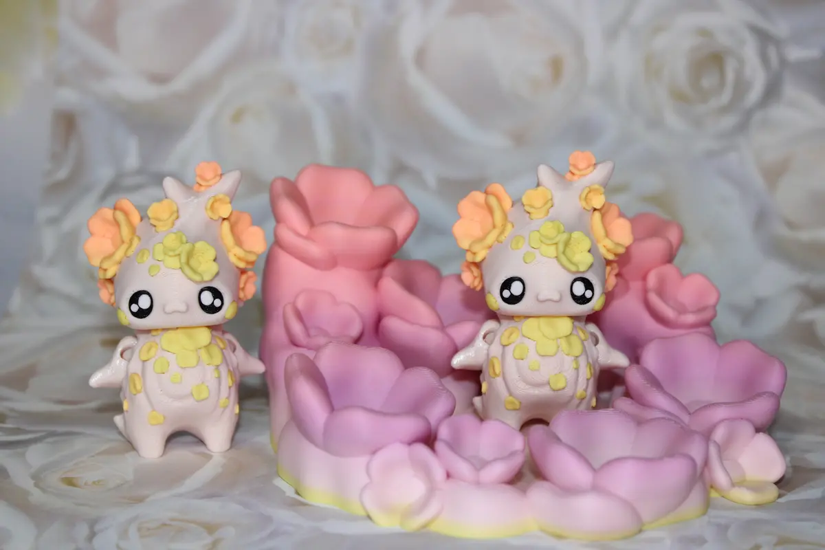 Cherry Blossom Pixie With Dice Stand Options -3D Printed Figurine 1