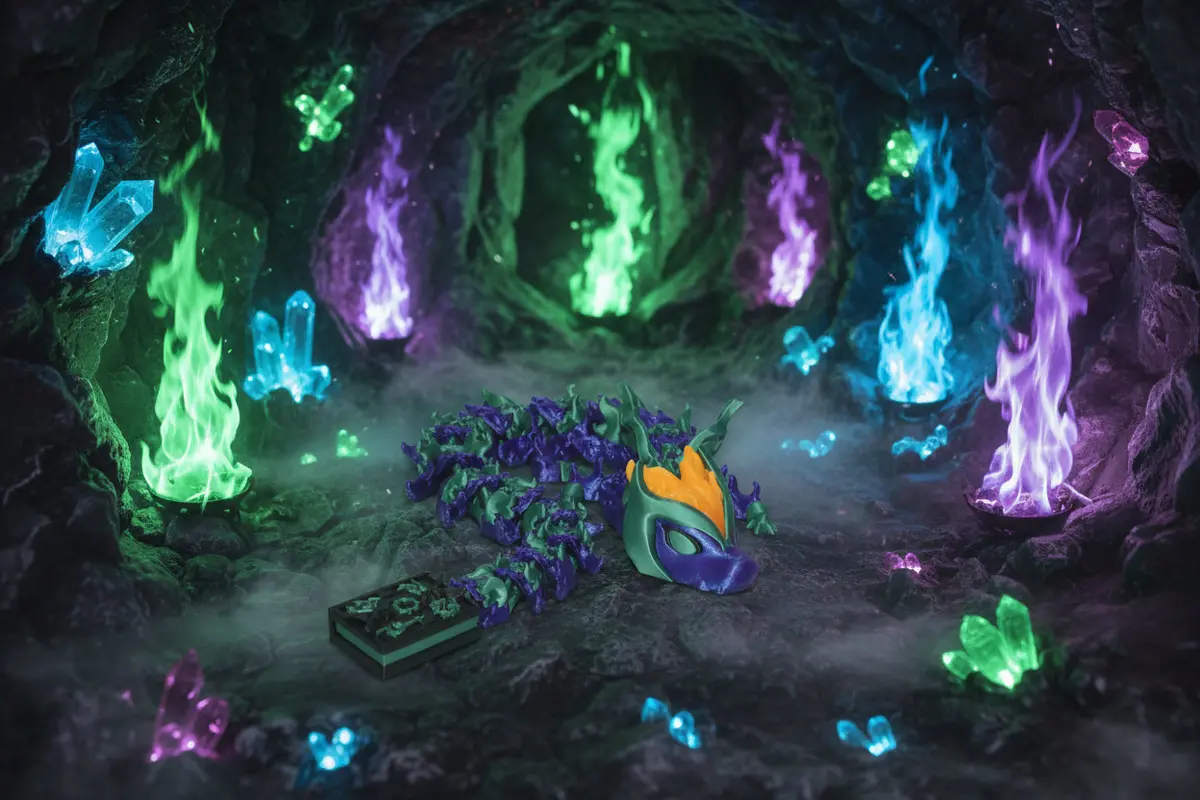 Witch Fire Dragon 3D Printed Articulated Figurine 1