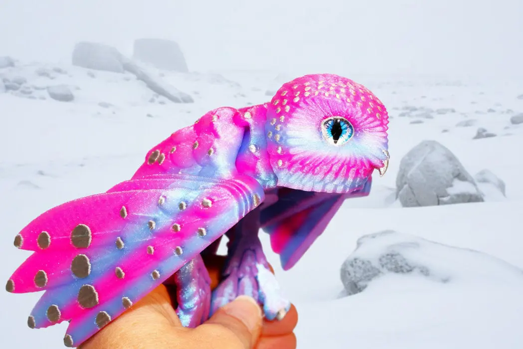 Snowy Owl With Stand Options-3D Printed Articulated Flexi Fidget Figurine 1
